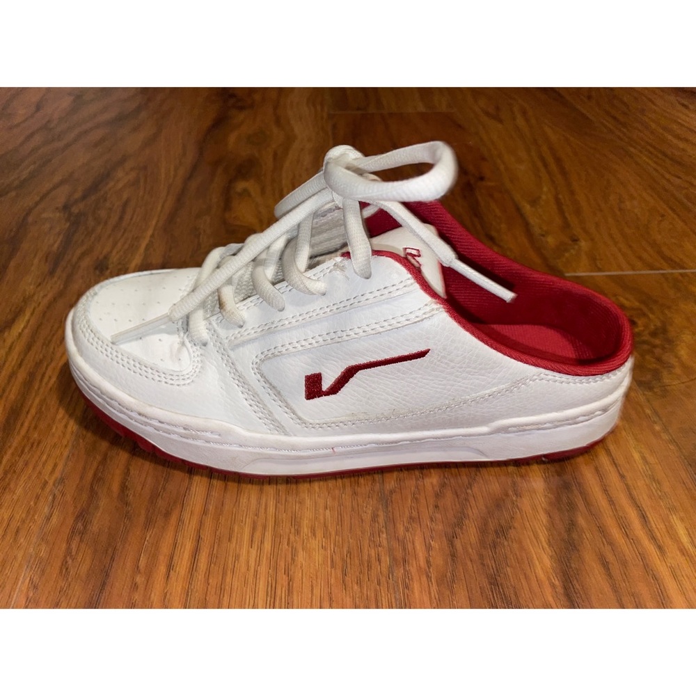 RARE Vans Mule White Leather w/Red Womens Shoes US size 6.5 Y2K
